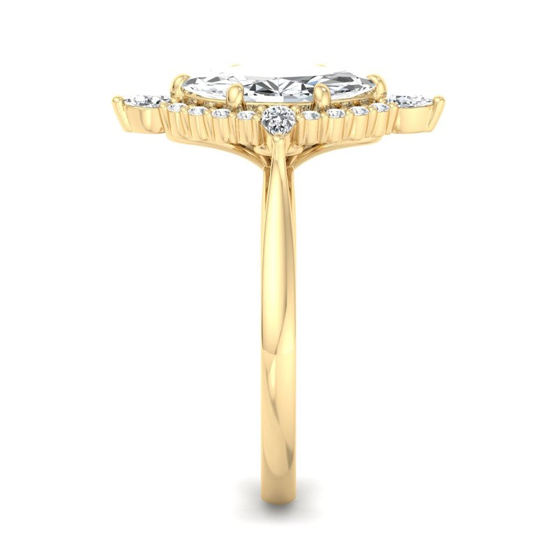 Halo-style with Pear Accents and Marquise Lab Grown Diamond Center Engagement Ring
