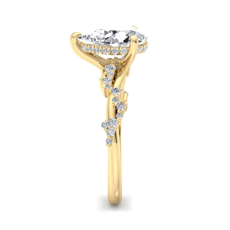 Classic Sparkle Pavé Pear Lab Grown Diamond Center Engagement Ring