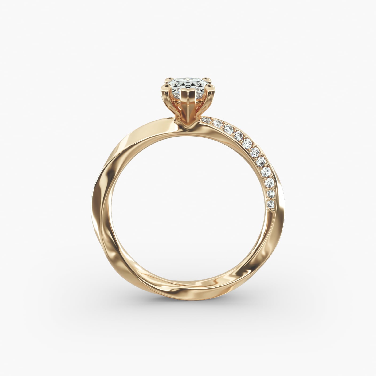 Twisted Sparkle Pear Lab Grown Diamond Center Engagement Ring