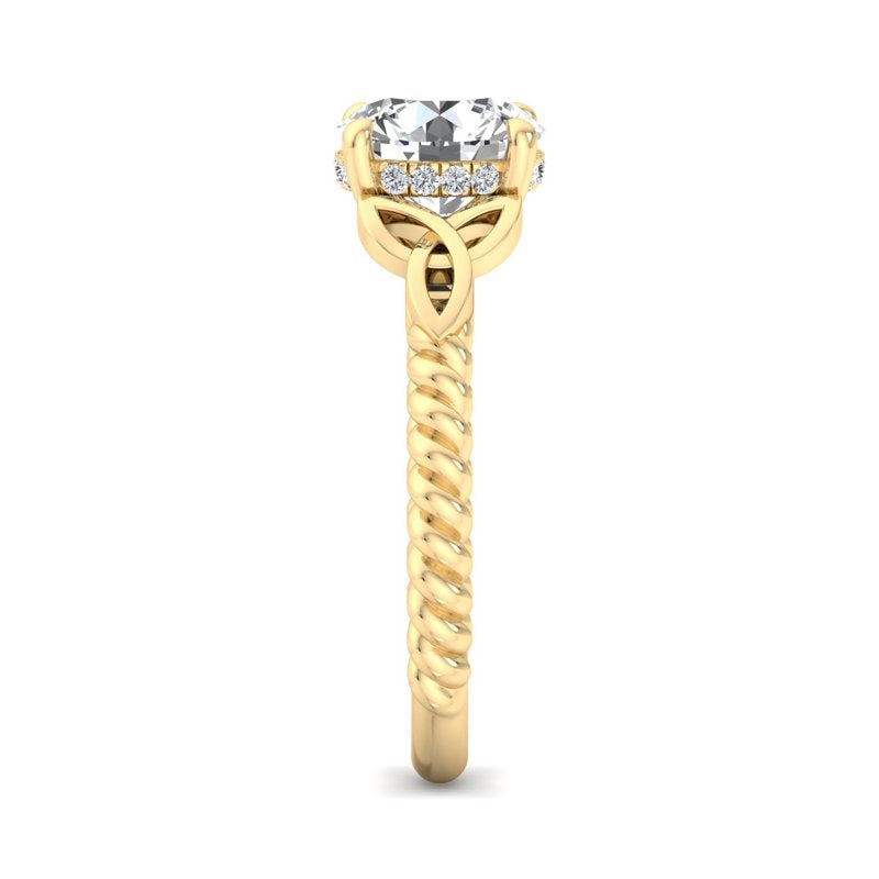 Twisted Vine Artisan Round Lab Grown Diamond Center Engagement Ring