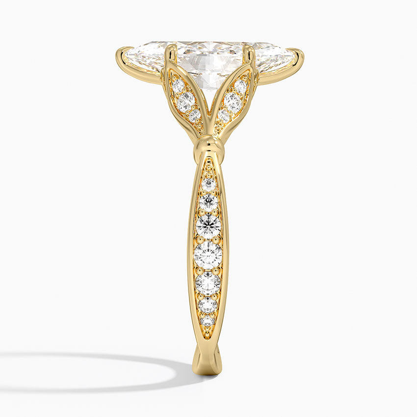 Leaf Embrace Split-Shank Marquise Lab Grown Diamond Center Engagement Ring