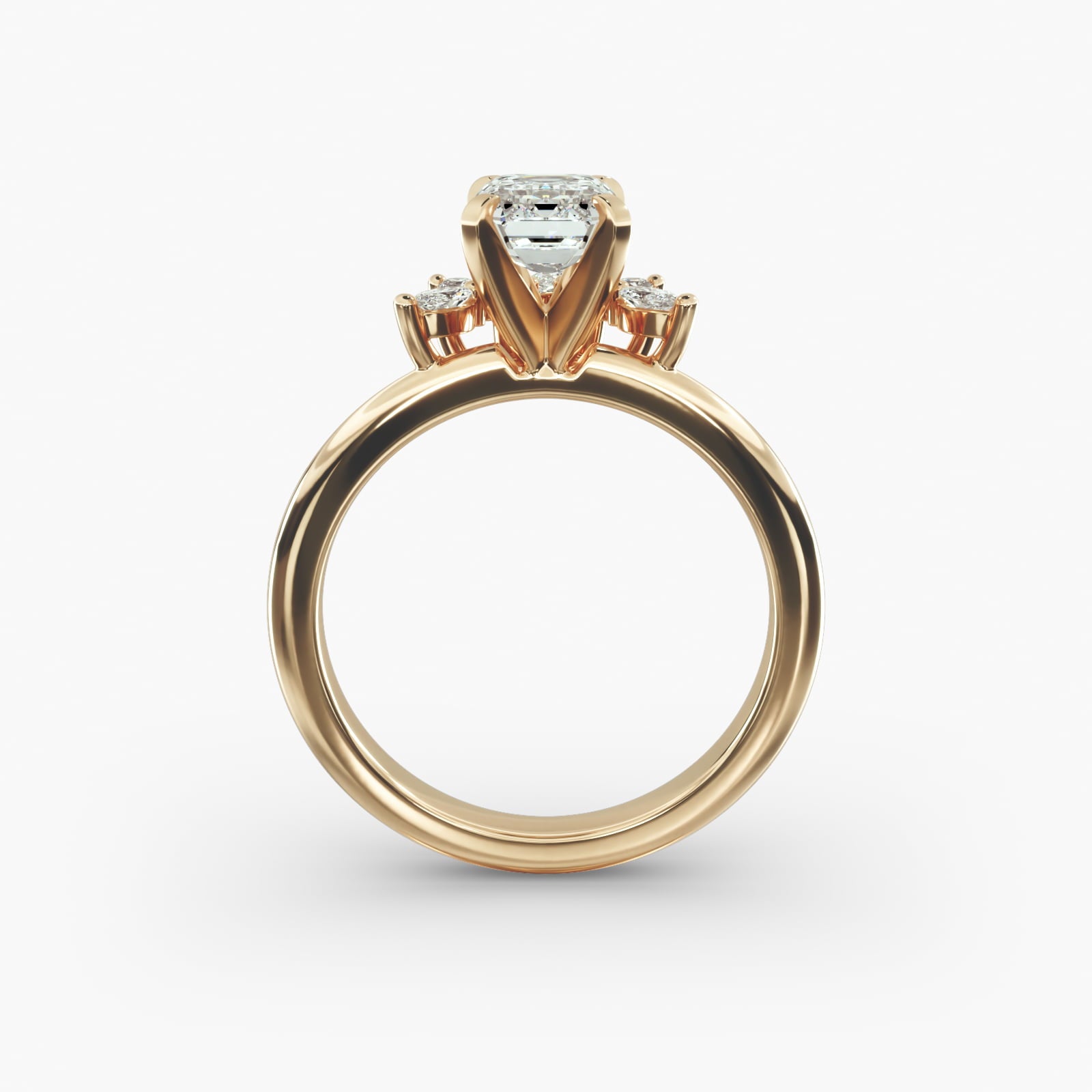 Crown Bloom Halo Emerald Lab Grown Diamond Center Engagement Ring
