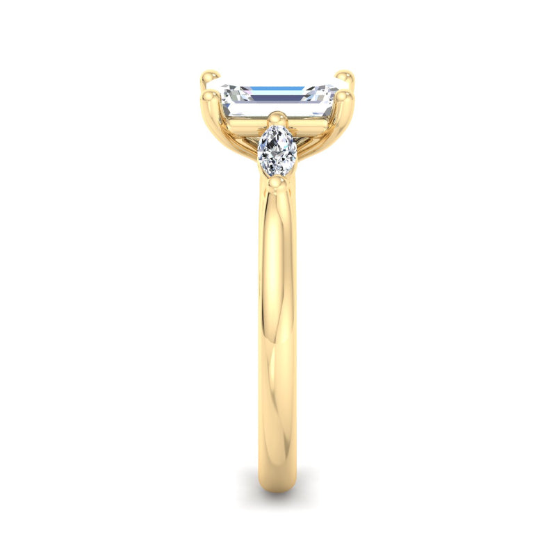 Classic Emerald-Cut Center with Side Accents Lab Grown Diamond Center Engagement Ring