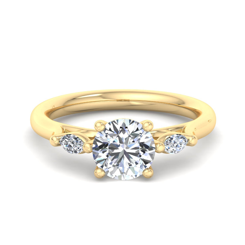 Classic Round-Cut Center with Side Accents Lab Grown Diamond Center Engagement Ring