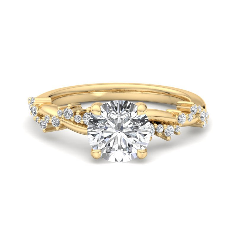 Classic Sparkle Pavé Round Lab Grown Diamond Center Engagement Ring