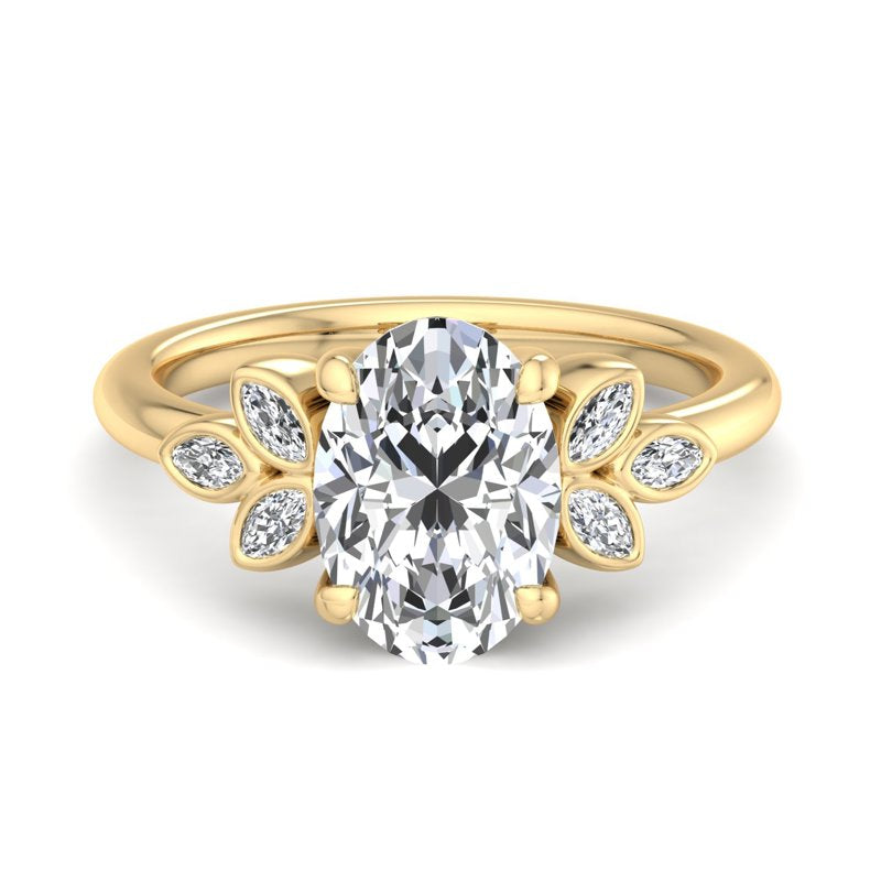 Floral Radiance Oval Lab Grown Diamond Center Engagement Ring