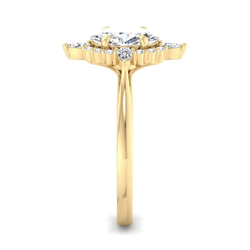 Halo-style with Pear Accents and Oval Lab Grown Diamond Center Engagement Ring