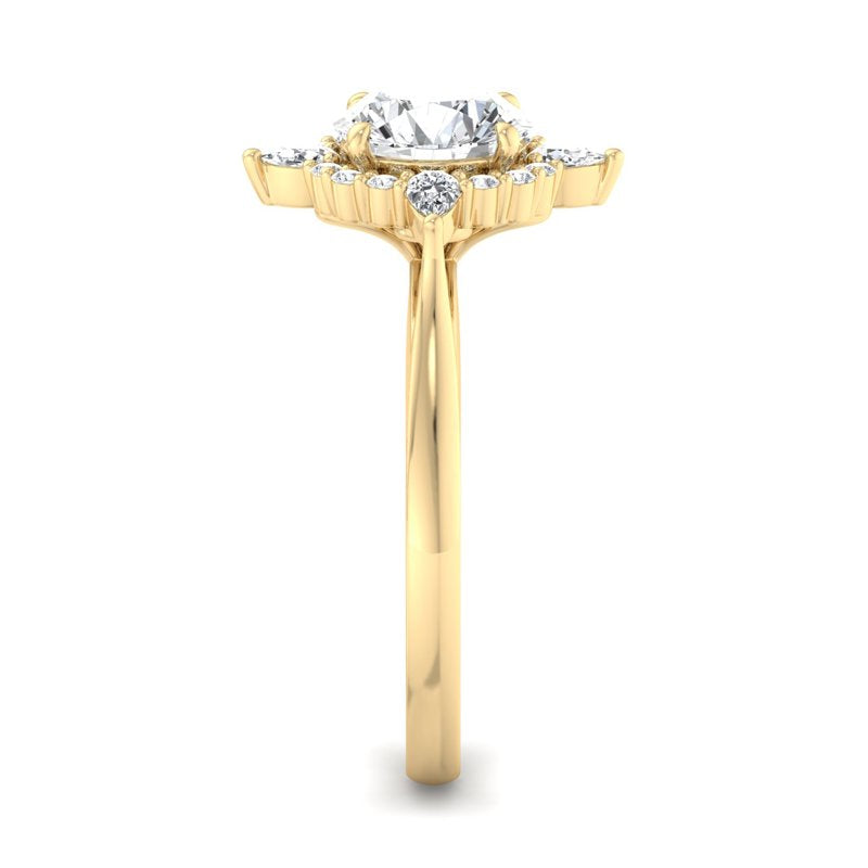 Halo-style with Pear Accents and Round Lab Grown Diamond Center Engagement Ring