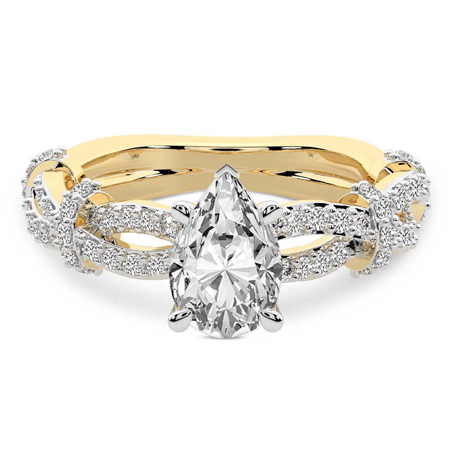 Twisted Brilliance Dual-Tone pear Lab Grown Diamond Center Engagement Ring