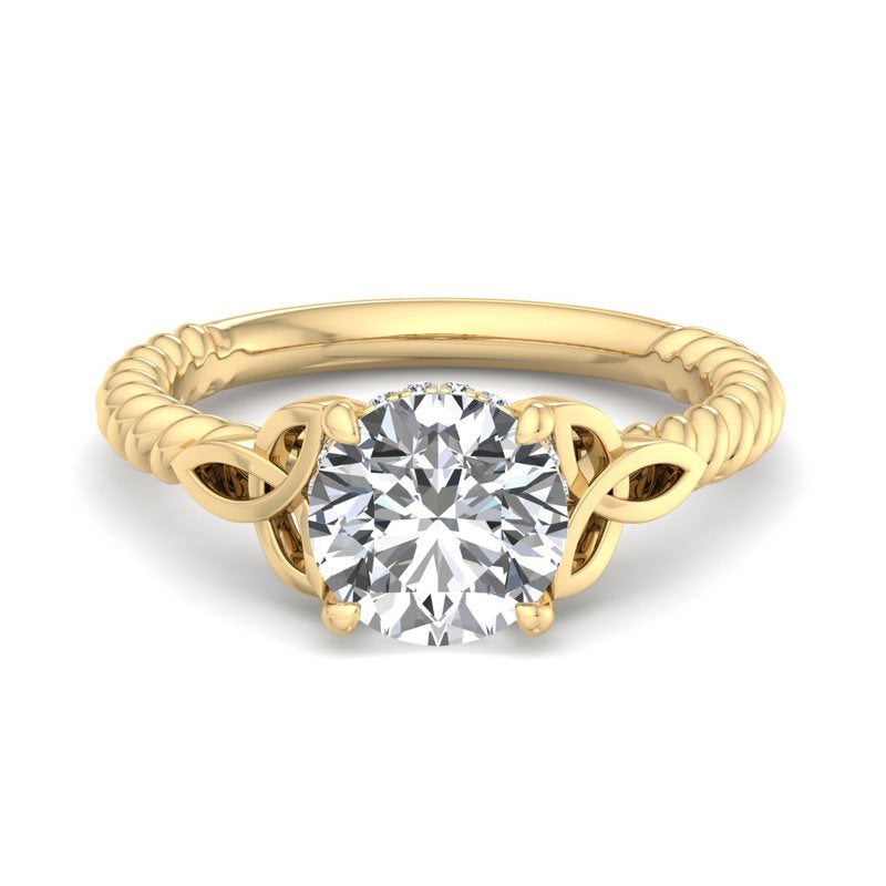 Twisted Vine Artisan Round Lab Grown Diamond Center Engagement Ring