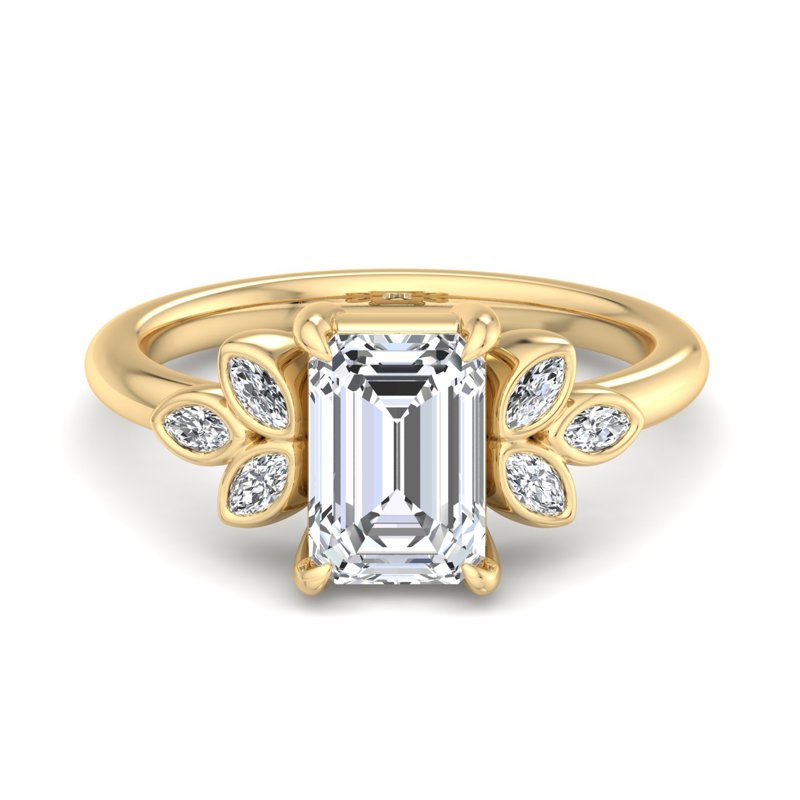 Floral Radiance Emerald Lab Grown Diamond Center Engagement Ring