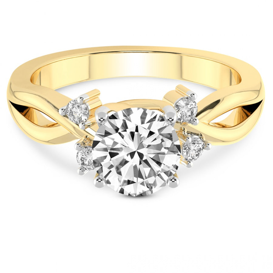 Twist Band Radiance round Lab Grown Diamond Center Engagement Ring