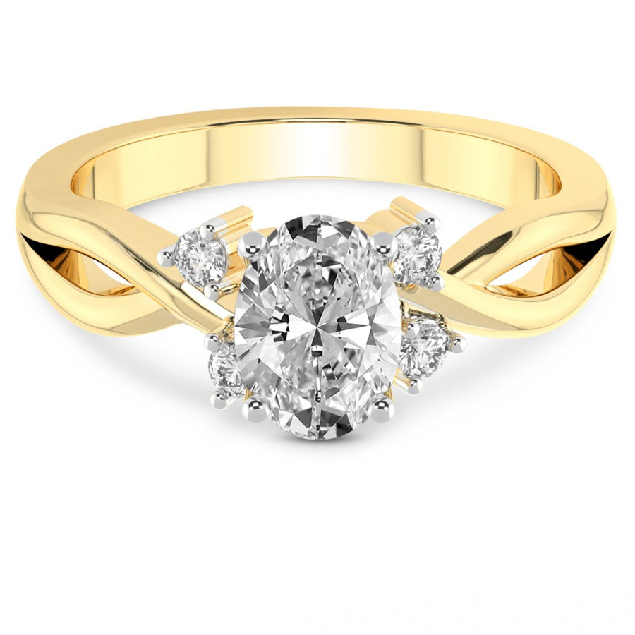Twist Band Radiance oval Lab Grown Diamond Center Engagement Ring