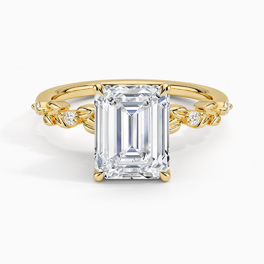 Vine Bloom Milgrain Emerald Lab Grown Diamond Center Engagement Ring