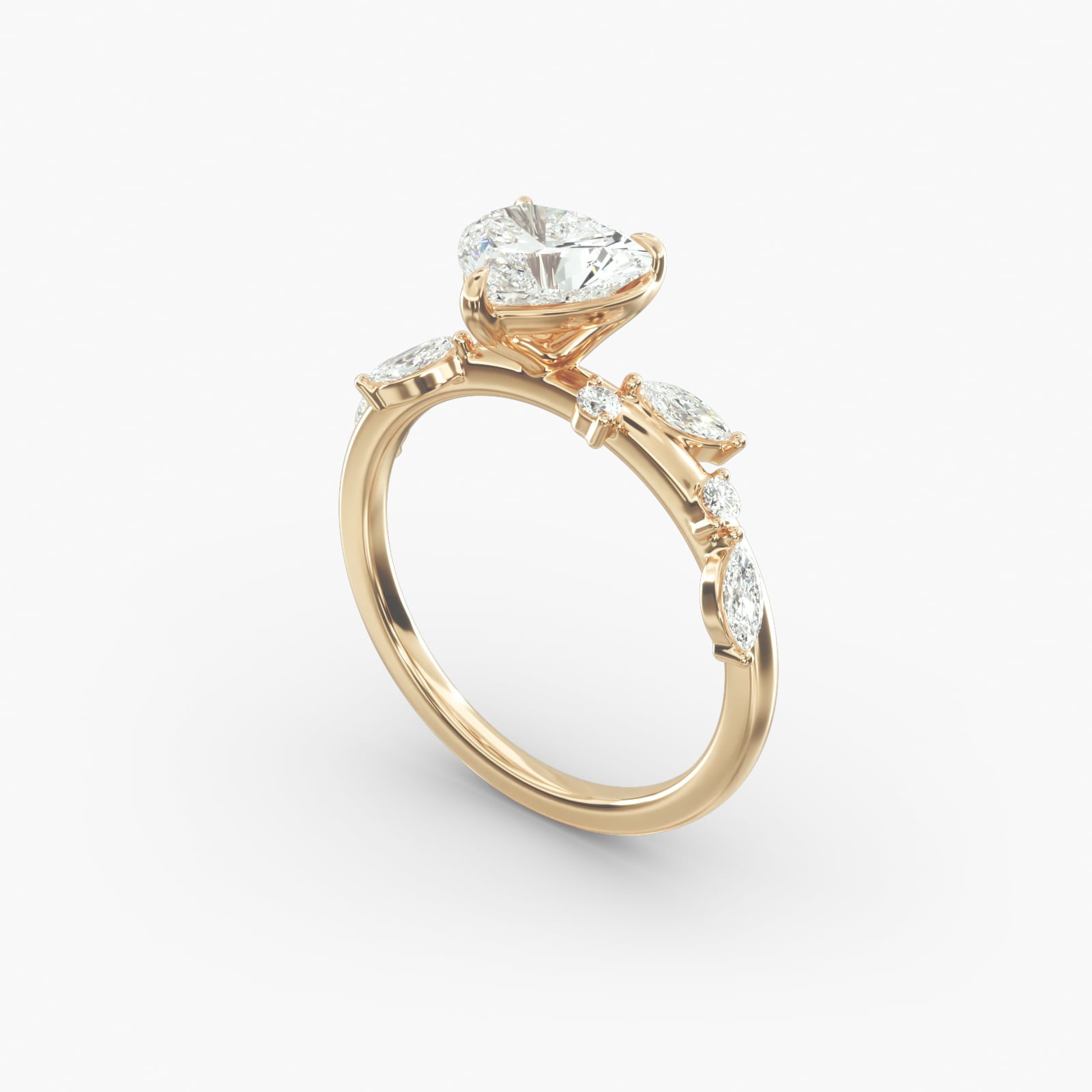 Symphony of Light Floral Heart Lab Grown Diamond Center Engagement Ring