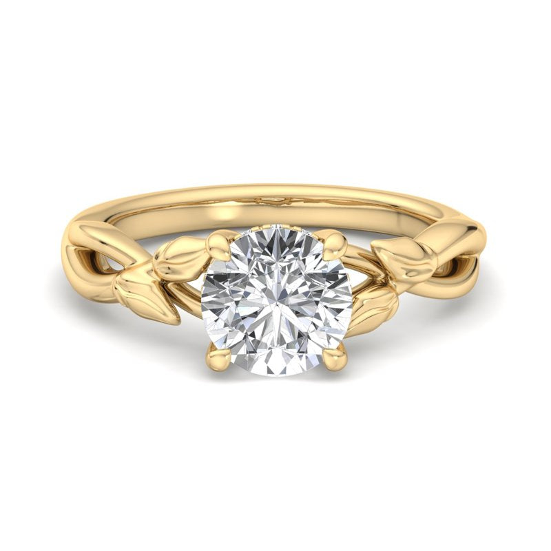 Nature-Inspired Round Lab Grown Diamond Center Engagement Ring