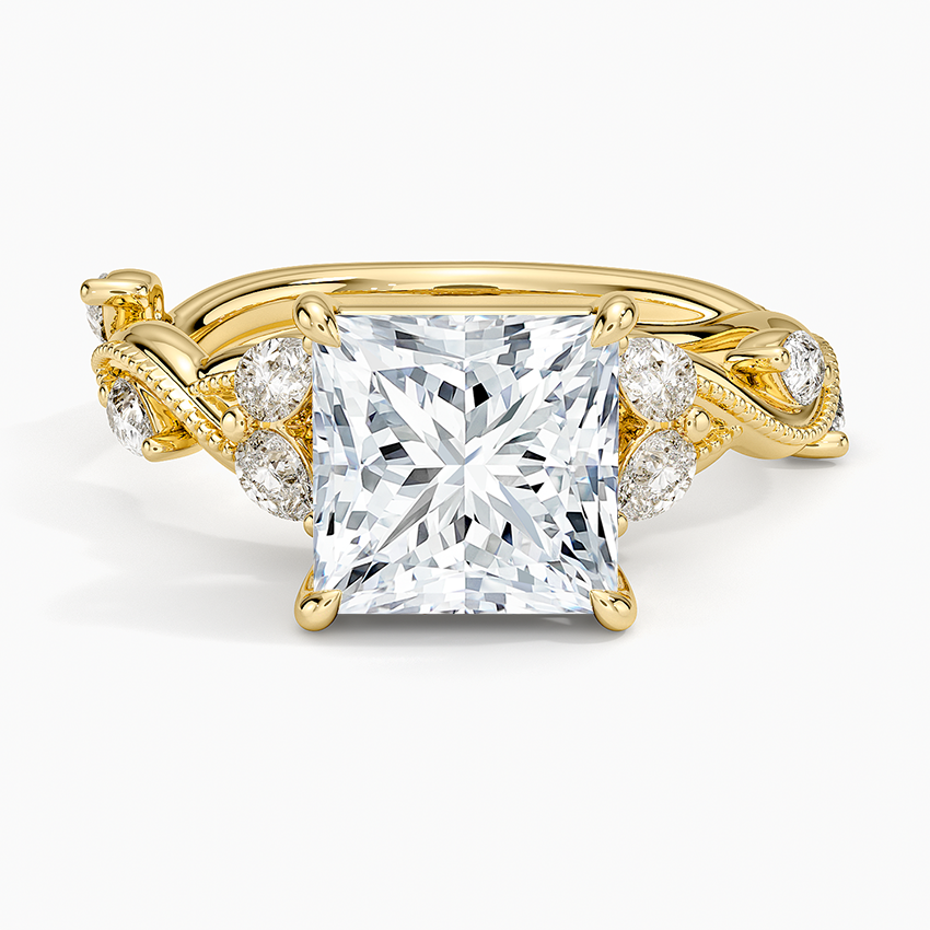 Vine Twist Milgrain Princess Lab Grown Diamond Center Engagement Ring