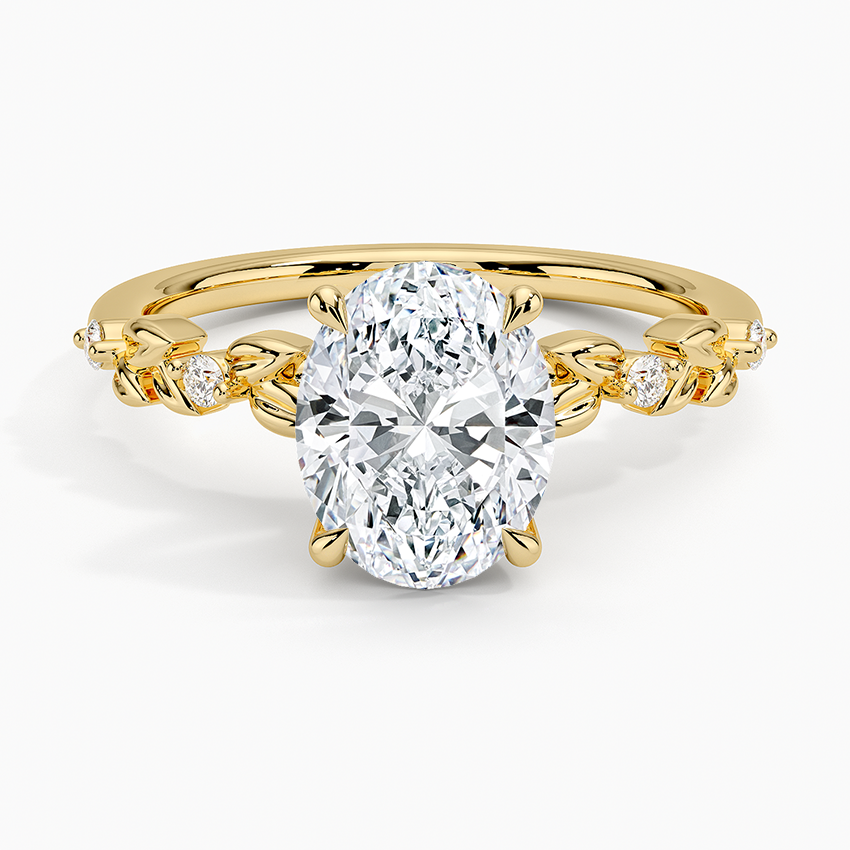 Vine Bloom Milgrain Oval Lab Grown Diamond Center Engagement Ring