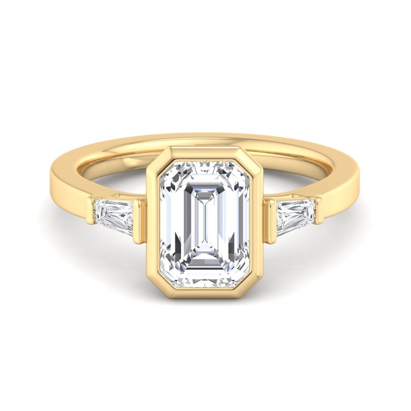 Timeless Bezel-Set Emerald Lab Grown Diamond Center Engagement Ring