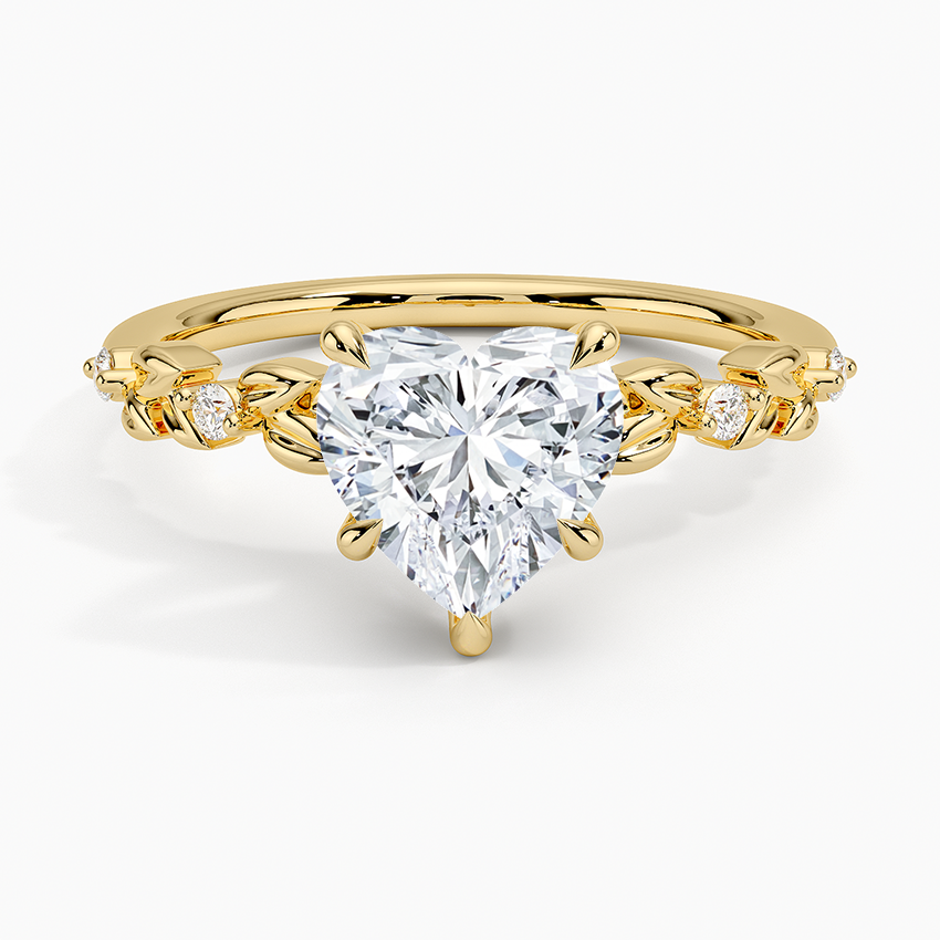 Vine Bloom Milgrain Heart Lab Grown Diamond Center Engagement Ring