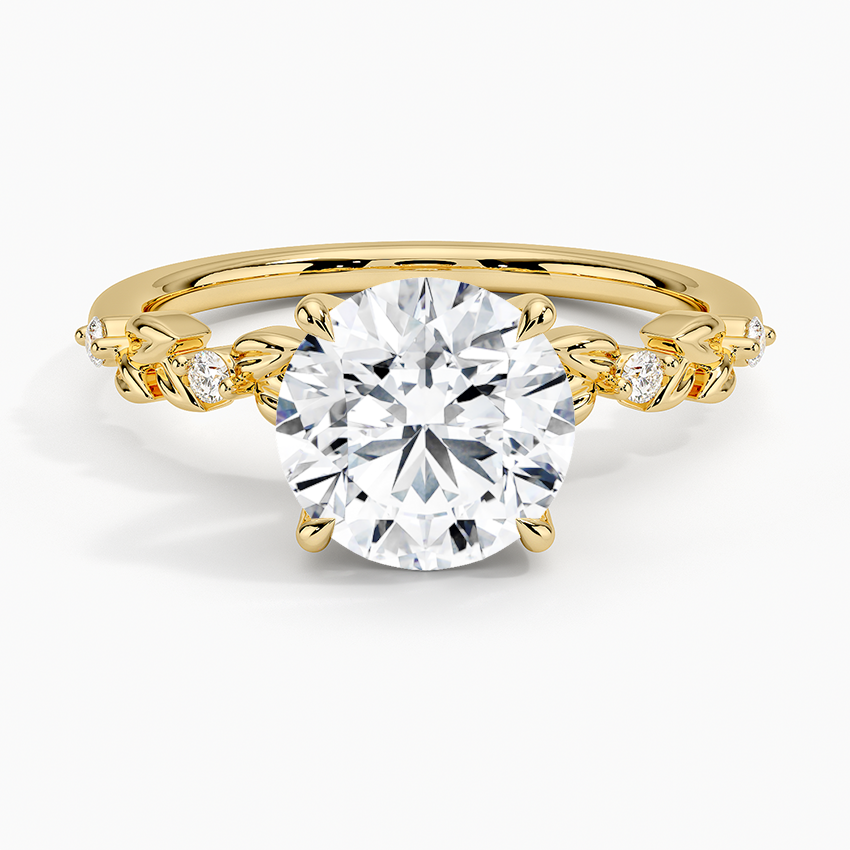 Vine Bloom Milgrain Round Lab Grown Diamond Center Engagement Ring