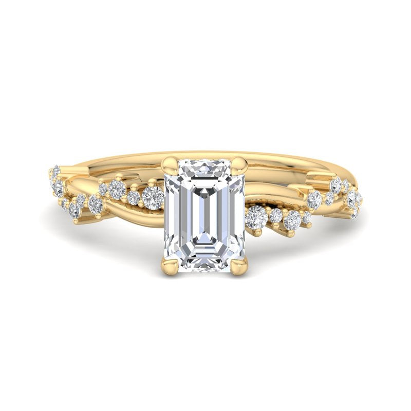 Classic Sparkle Pavé Emerald Lab Grown Diamond Center Engagement Ring