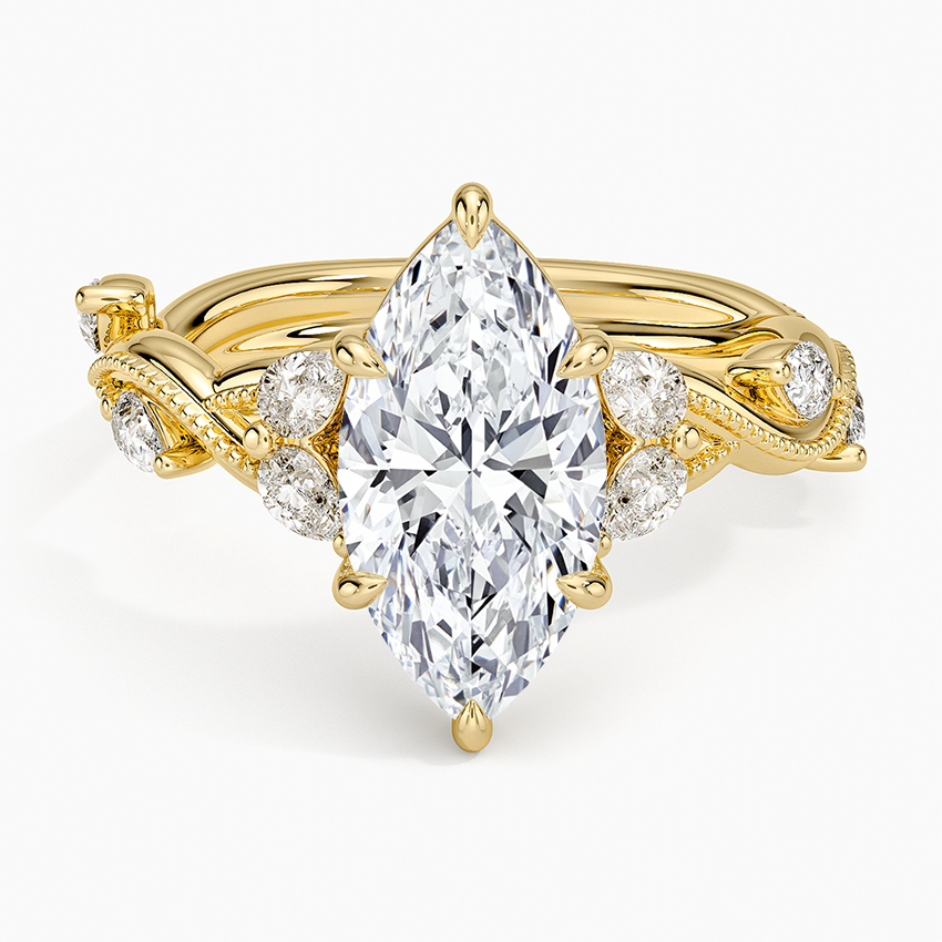 Vine Twist Milgrain Marquise Lab Grown Diamond Center Engagement Ring