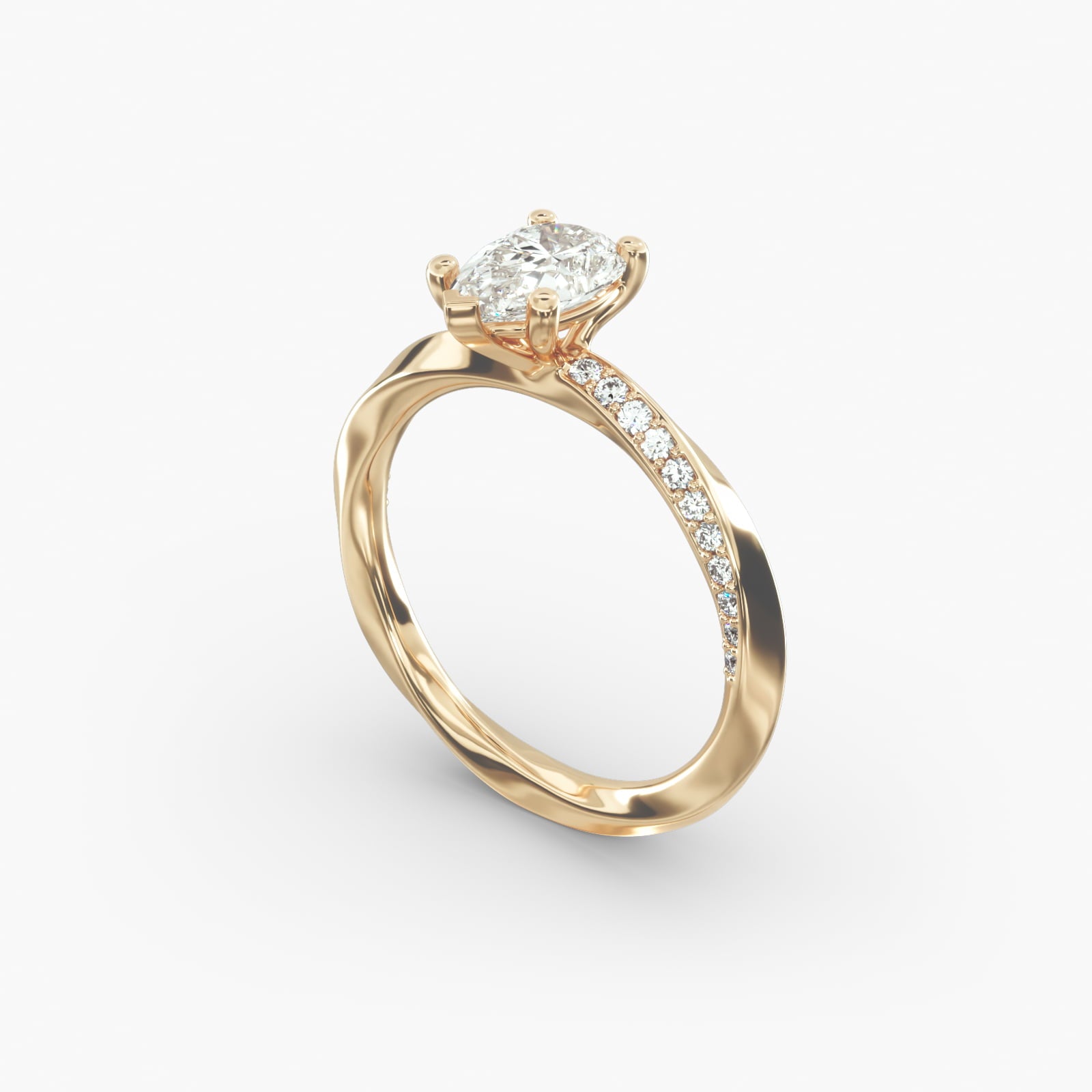 Twisted Sparkle Pear Lab Grown Diamond Center Engagement Ring