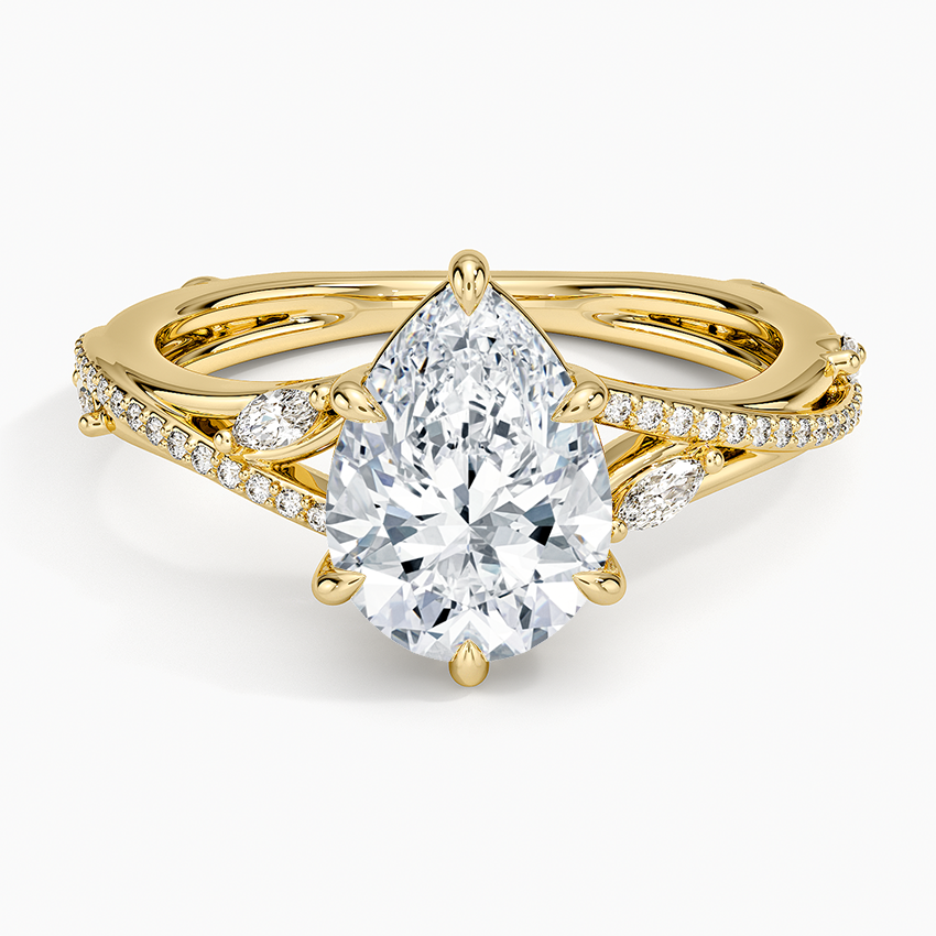 Split Vine Marquise Cluster Pear Lab Grown Diamond Center Engagement Ring