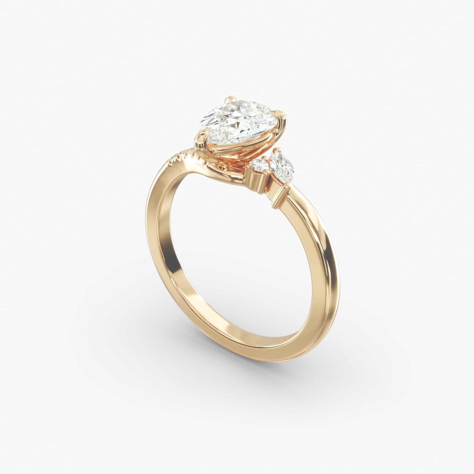 Asymmetric Elegance Pear Lab Grown Diamond Center Engagement Ring