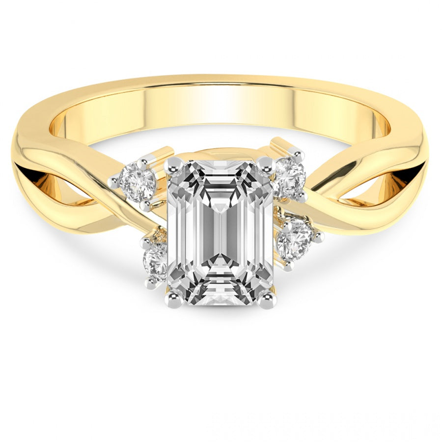 Twist Band Radiance emerald Lab Grown Diamond Center Engagement Ring