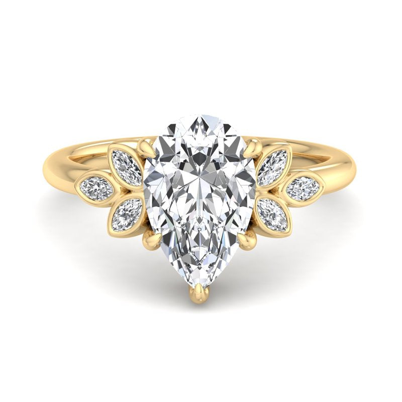Floral Radiance Pear Lab Grown Diamond Center Engagement Ring