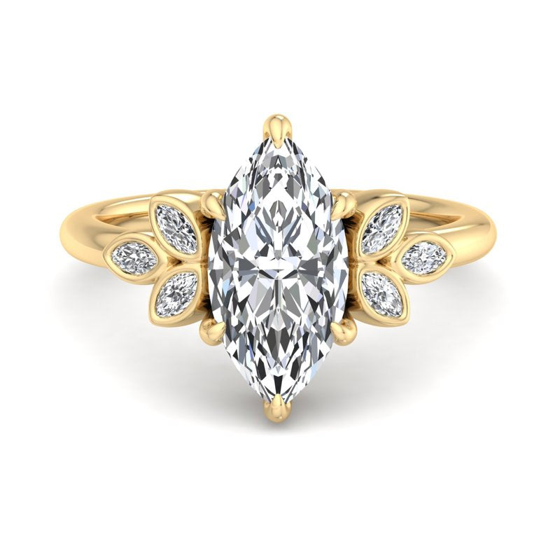 Floral Radiance Marquise Lab Grown Diamond Center Engagement Ring