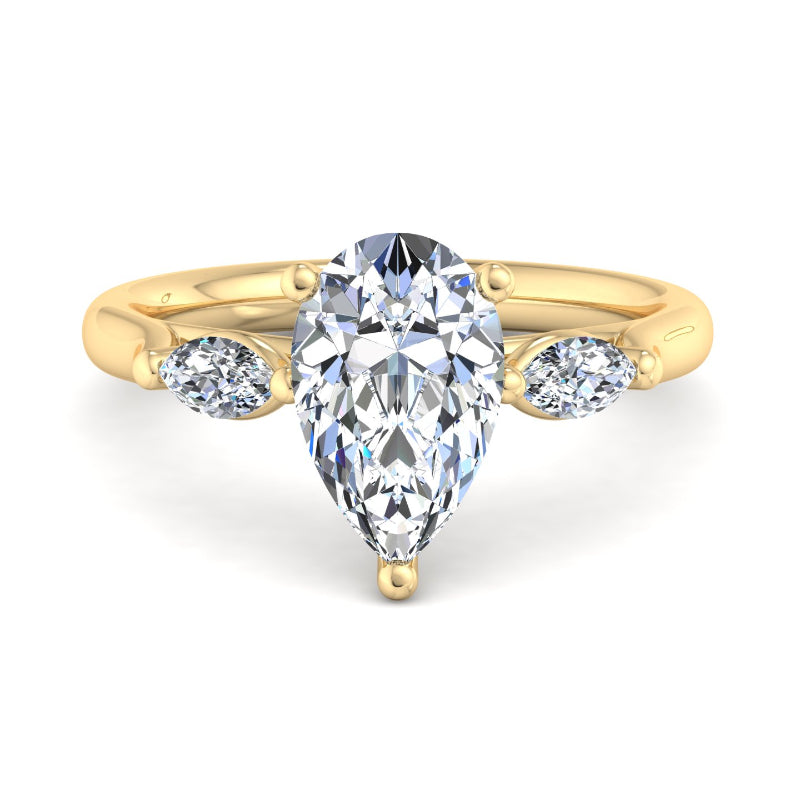 Classic Pear-Cut Center with Side Accents Lab Grown Diamond Center Engagement Ring