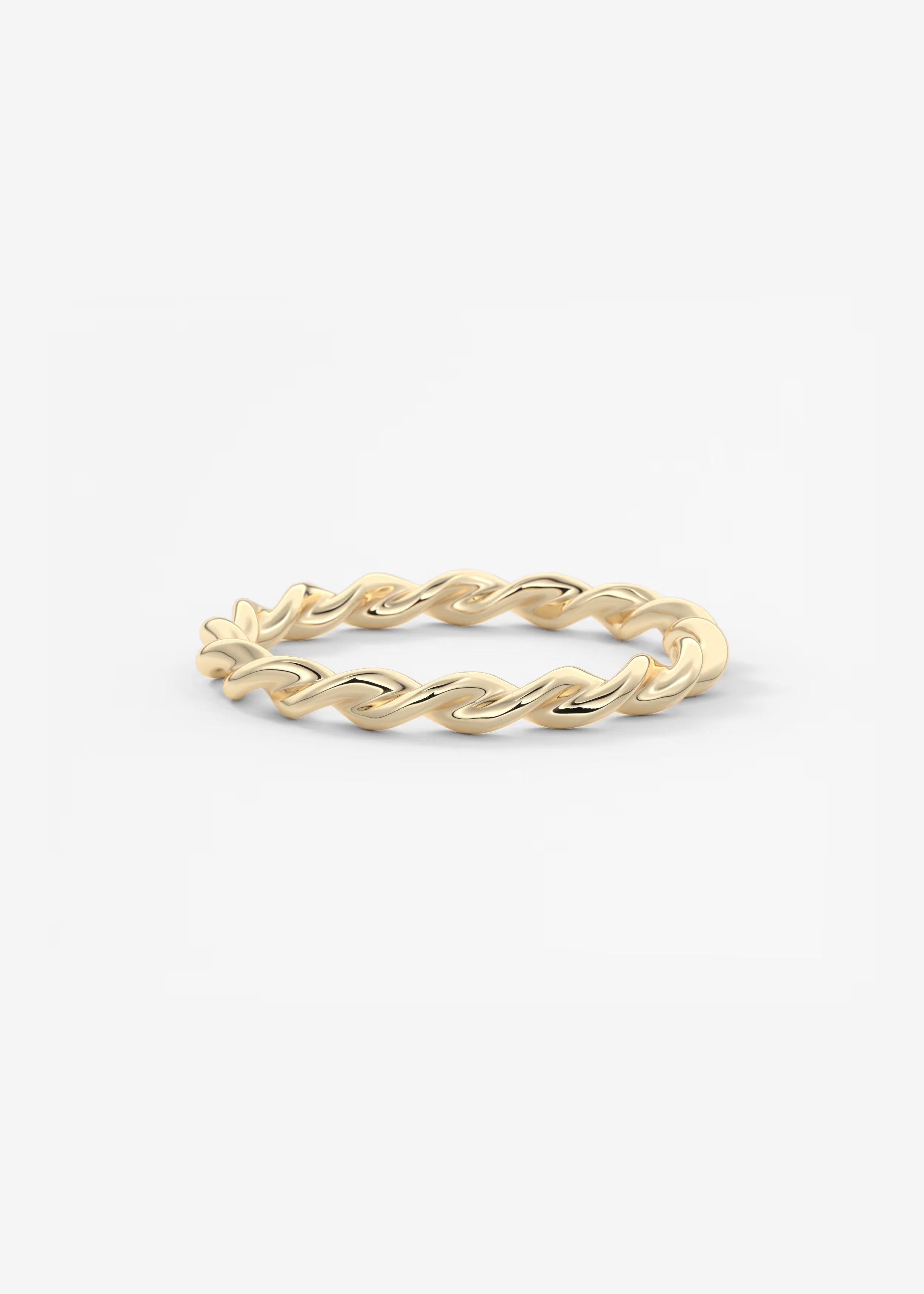 Polished Gold Rope‑Twist Band with Interwoven Spiral Design