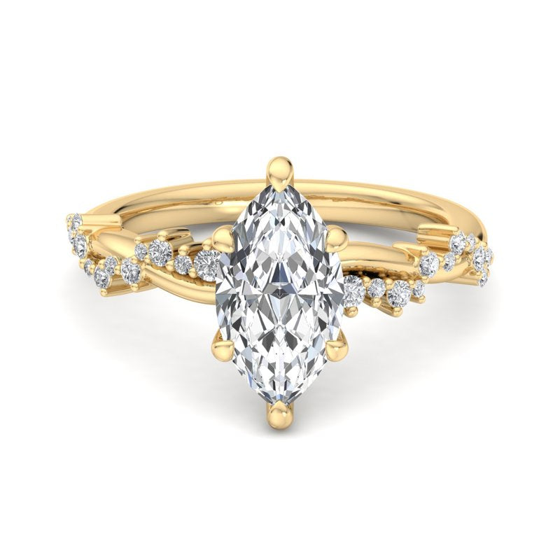 Classic Sparkle Pavé Marquise Lab Grown Diamond Center Engagement Ring