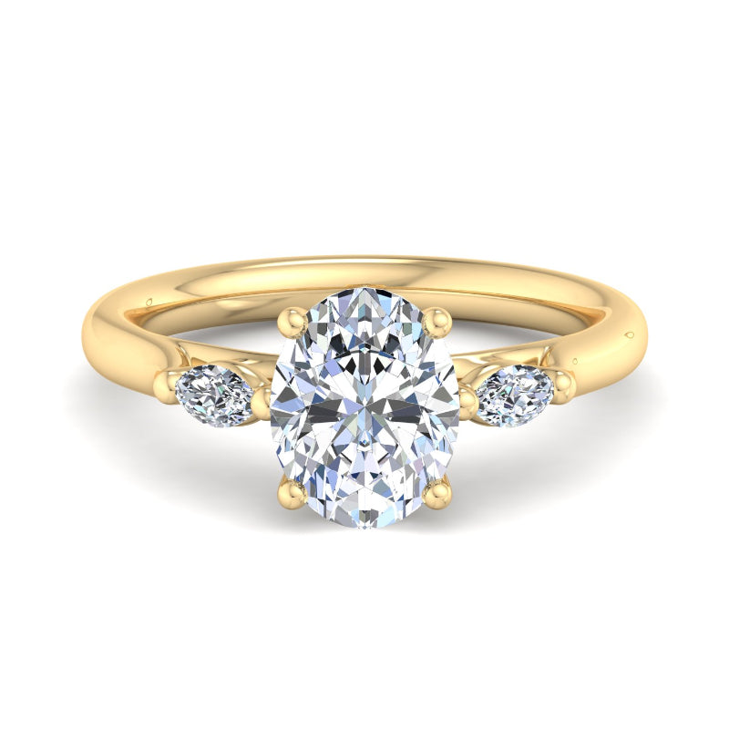 Classic Oval-Cut Center with Side Accents Lab Grown Diamond Center Engagement Ring