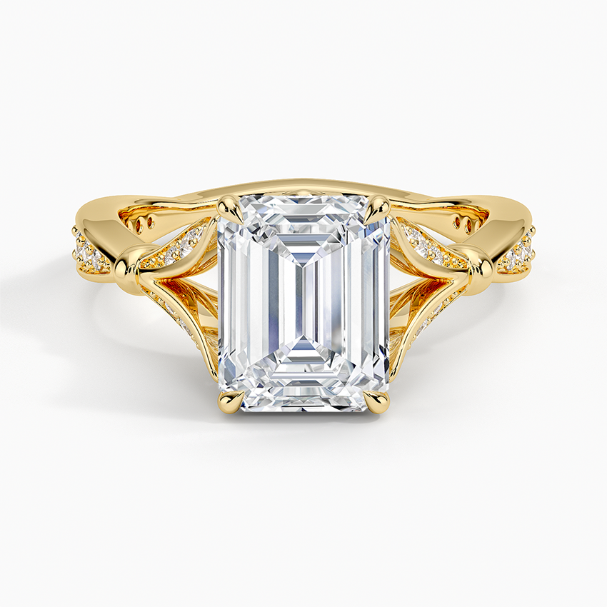 Leaf Embrace Split-Shank Emerald Lab Grown Diamond Center Engagement Ring