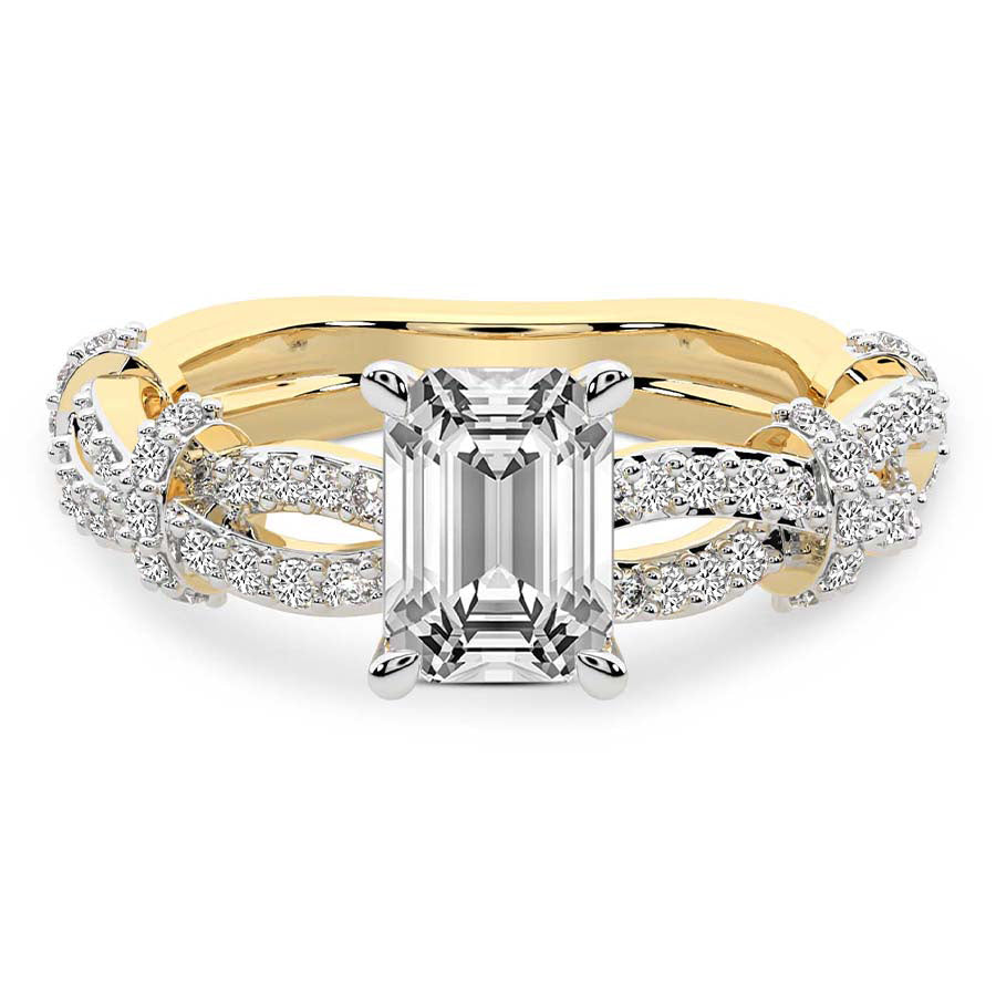 Twisted Brilliance Dual-Tone emerald Lab Grown Diamond Center Engagement Ring