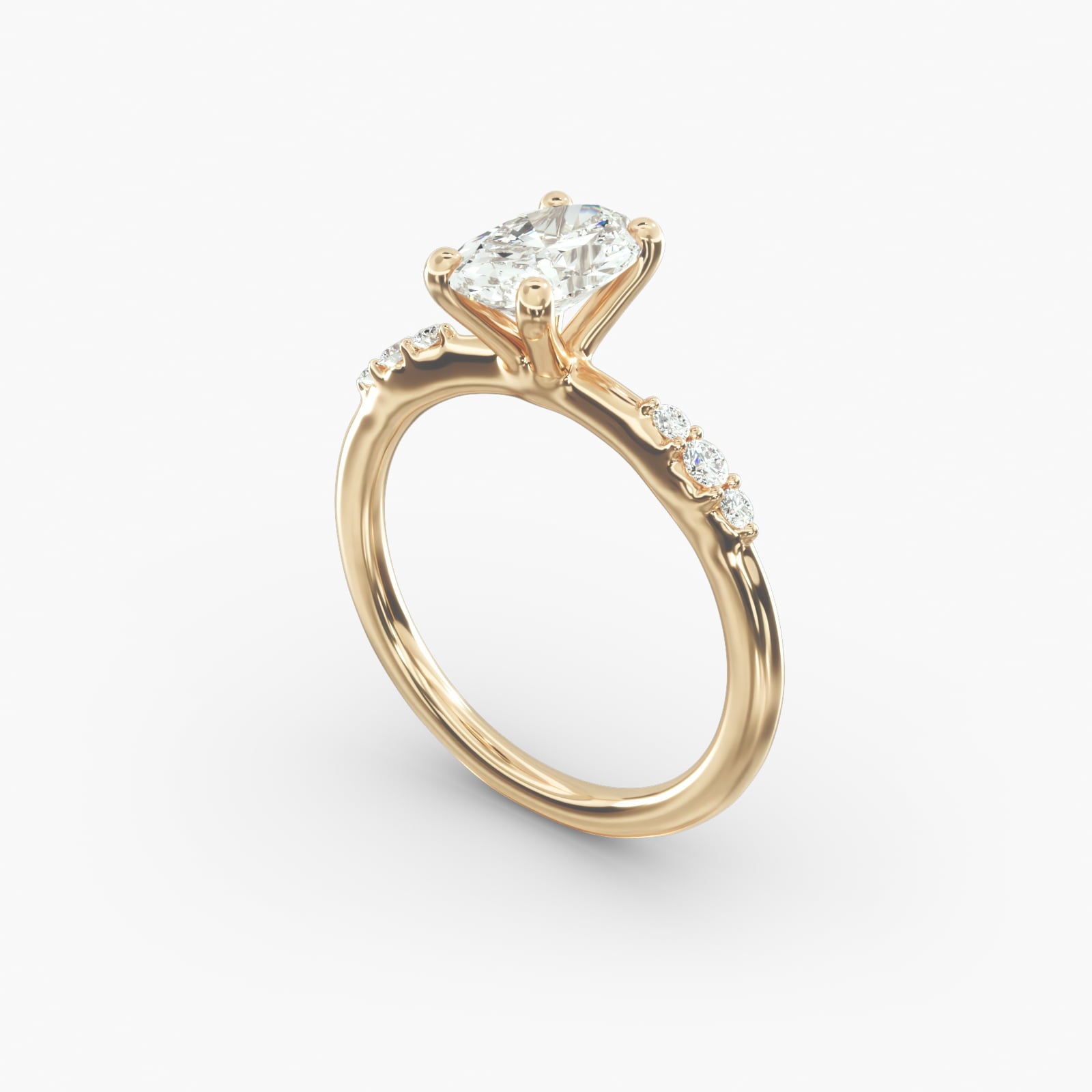 Graduated Sparkle Oval Lab Grown Diamond Center Engagement Ring