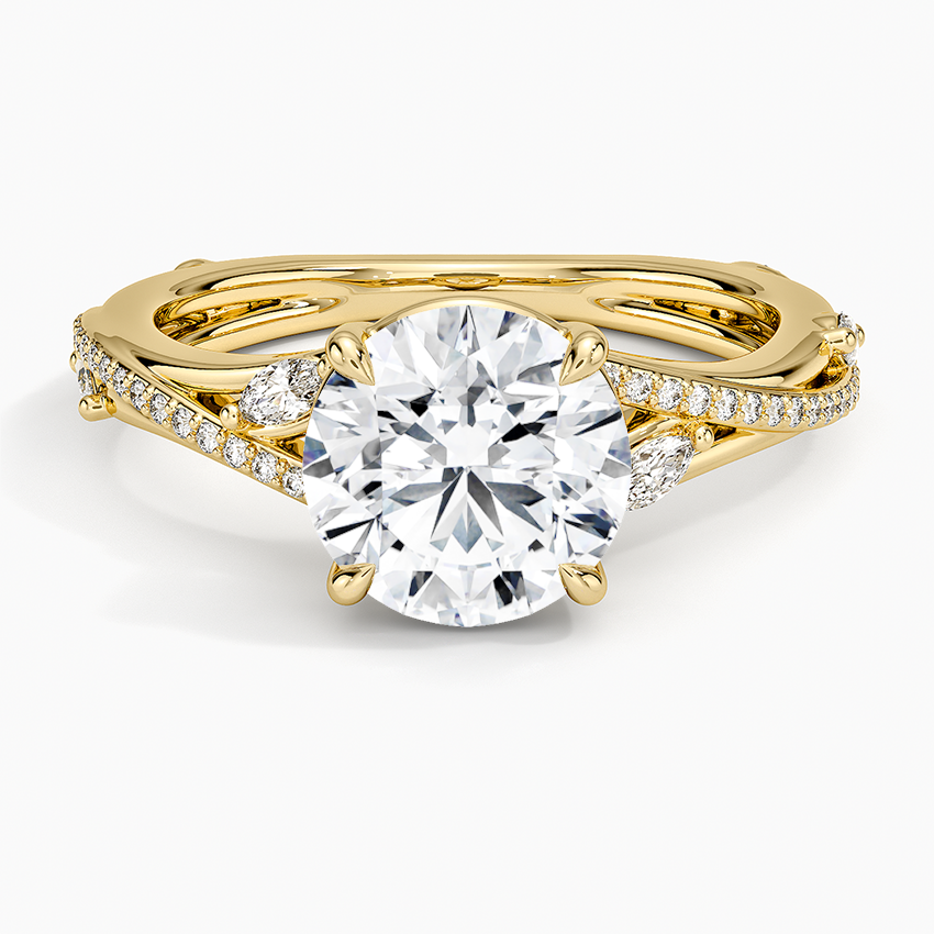 Split Vine Marquise Cluster Round Lab Grown Diamond Center Engagement Ring