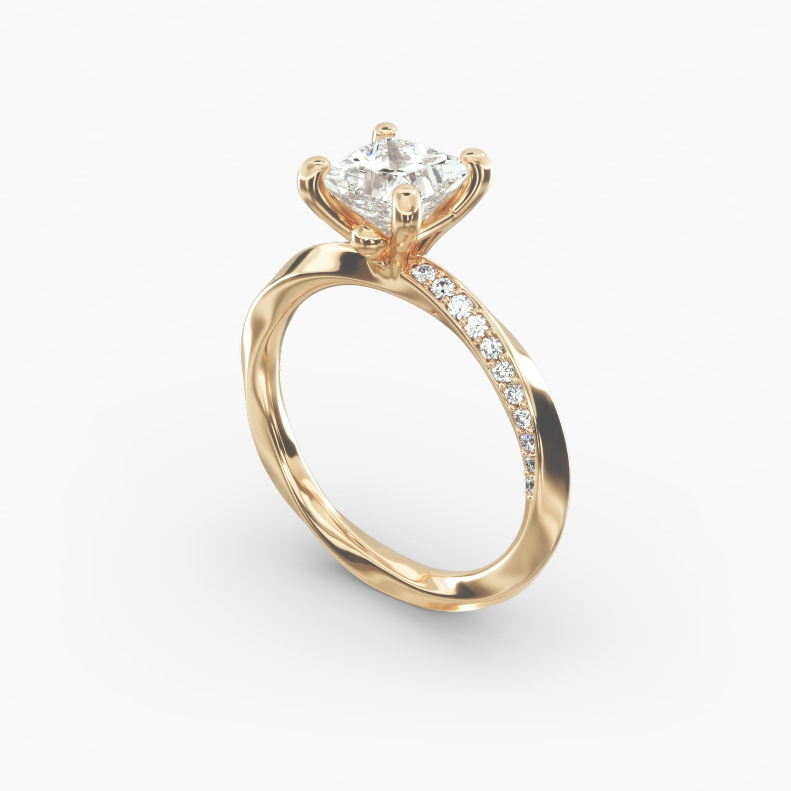 Twisted Sparkle Princess Lab Grown Diamond Center Engagement Ring