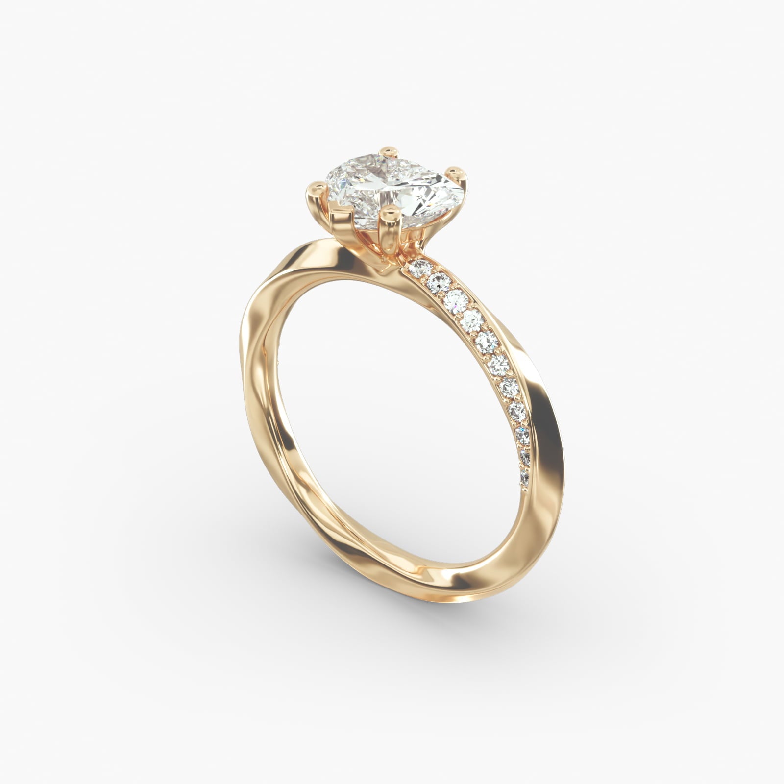 Twisted Sparkle Heart Lab Grown Diamond Center Engagement Ring