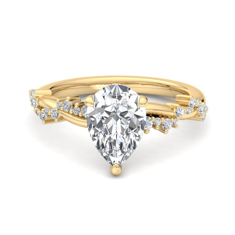 Classic Sparkle Pavé Pear Lab Grown Diamond Center Engagement Ring