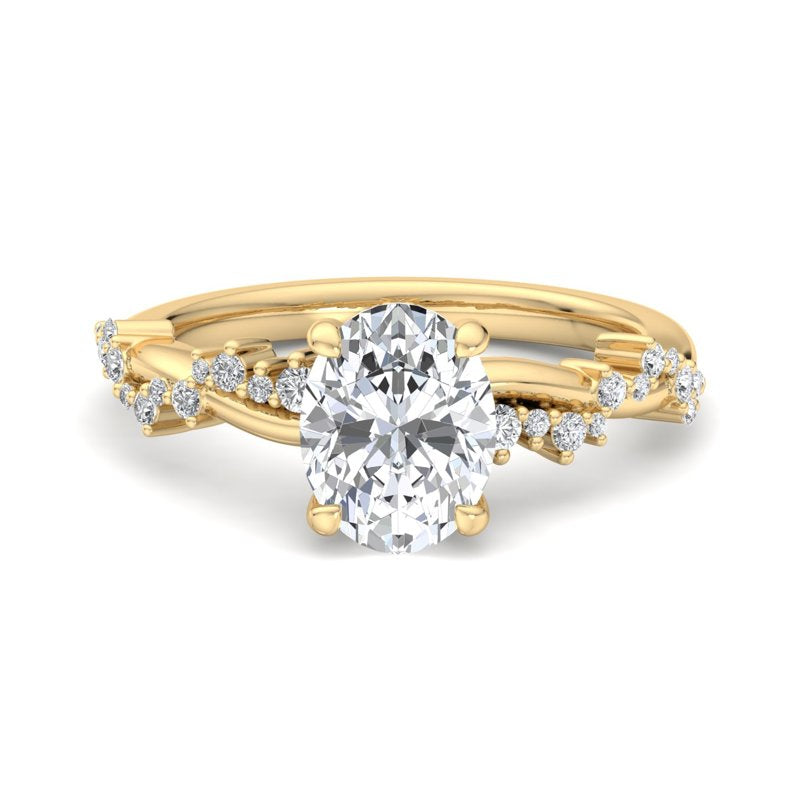 Classic Sparkle Pavé Oval Lab Grown Diamond Center Engagement Ring