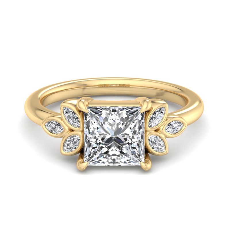 Floral Radiance Princess Lab Grown Diamond Center Engagement Ring