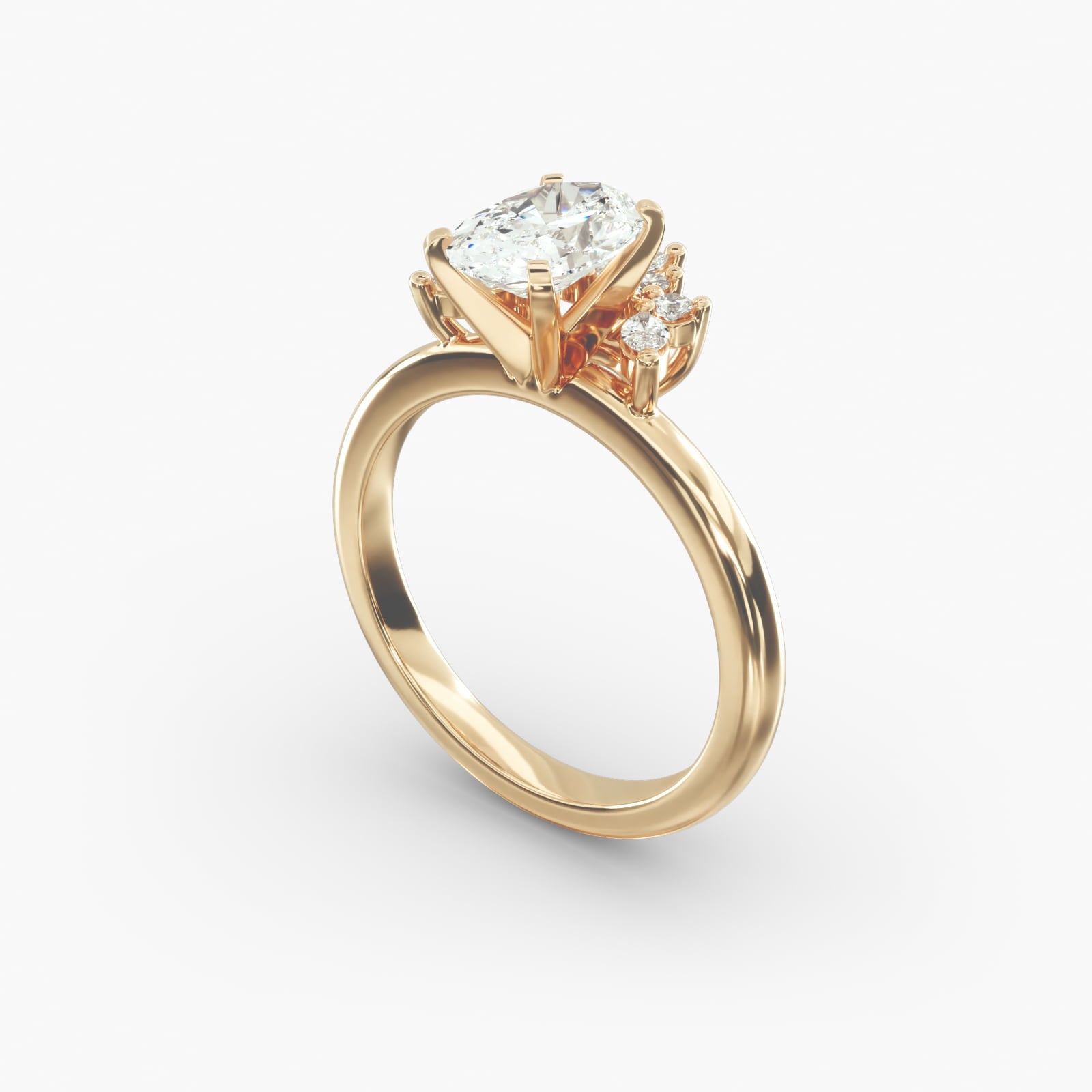 Crown Bloom Halo Oval Lab Grown Diamond Center Engagement Ring