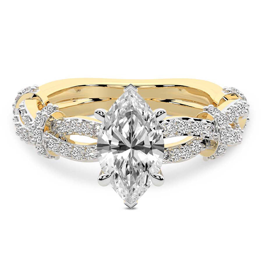 Twisted Brilliance Dual-Tone marquise Lab Grown Diamond Center Engagement Ring