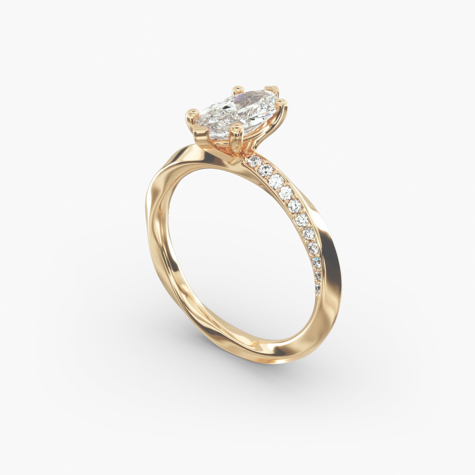 Twisted Sparkle Marquise Lab Grown Diamond Center Engagement Ring