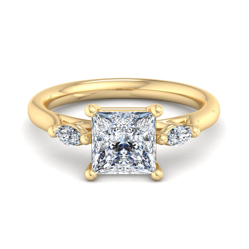 Classic Princess-Cut Center with Side Accents Lab Grown Diamond Center Engagement Ring